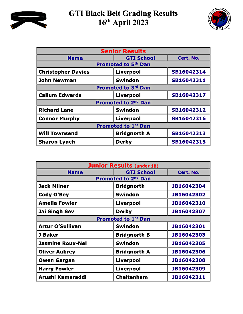 Black top belt grades